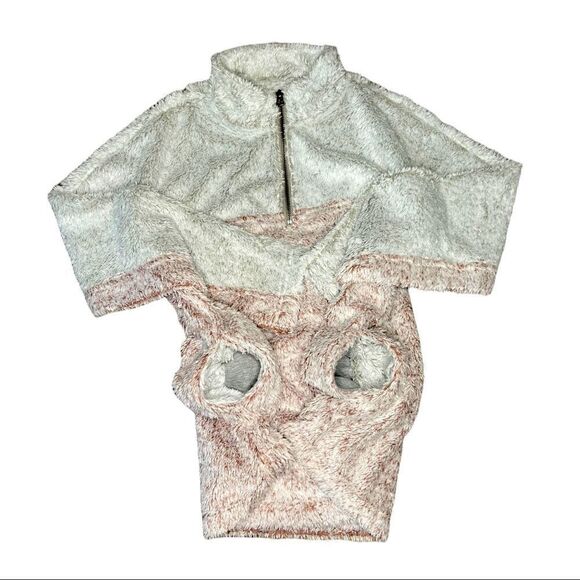 Dylan Tipped Shag Sherpa Pullover in Natural and Pink - Picture 4 of 8